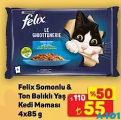 FELİX SOMONLU & TON BALIKLI YAŞ KEDİ MAMASI 4X85 G
